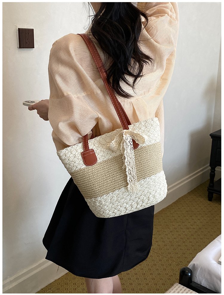 Women's Straw Woven Top Handle Shoulder Bag detail 20