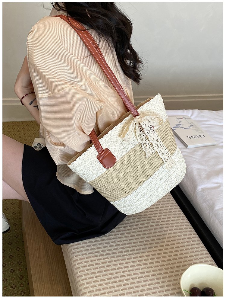 Women's Straw Woven Top Handle Shoulder Bag detail 21