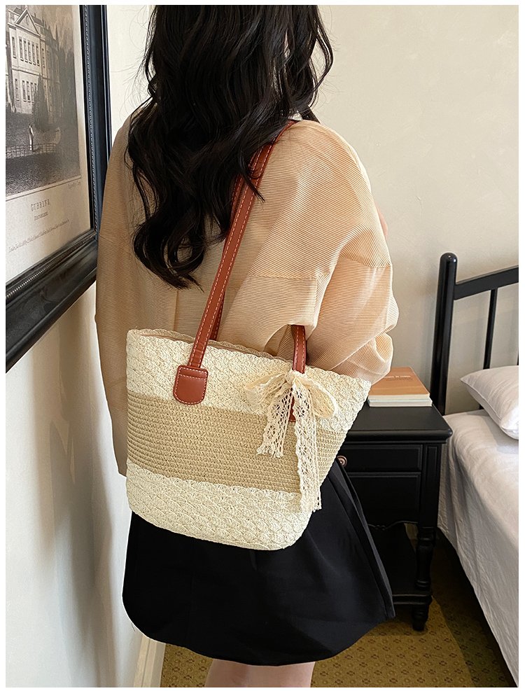 Women's Straw Woven Top Handle Shoulder Bag detail 22