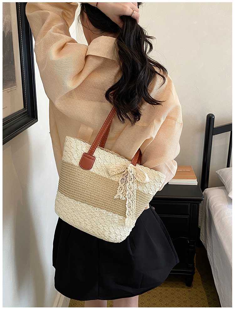 Women's Straw Woven Top Handle Shoulder Bag detail 23