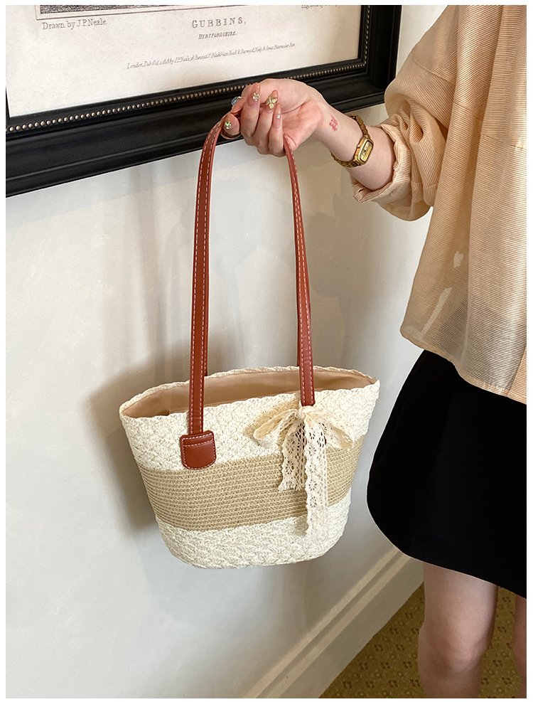 Women's Straw Woven Top Handle Shoulder Bag detail 24