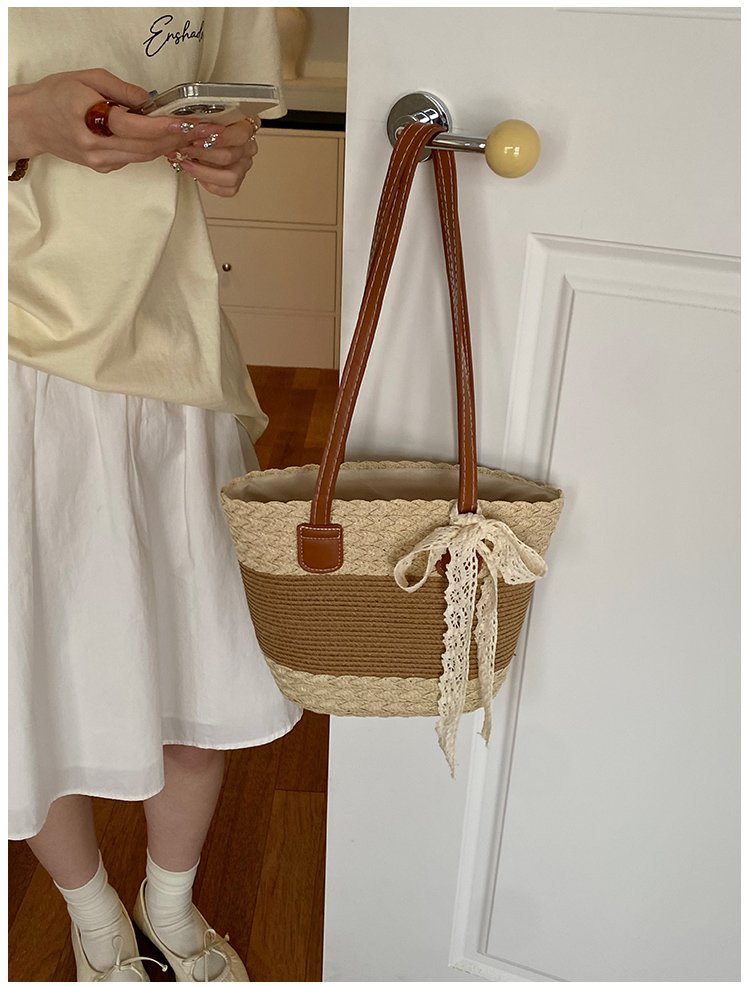 Women's Straw Woven Top Handle Shoulder Bag detail 25