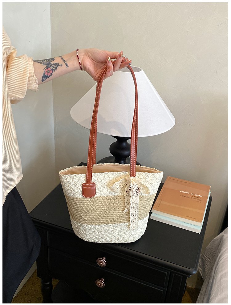 Women's Straw Woven Top Handle Shoulder Bag detail 26