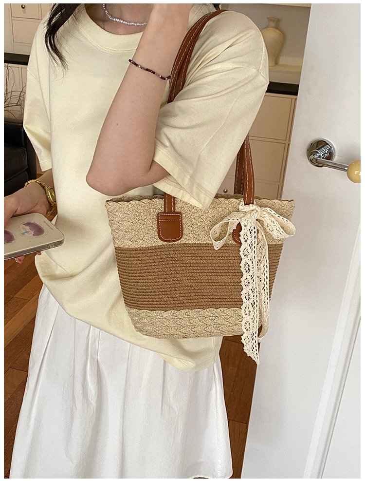 Women's Straw Woven Top Handle Shoulder Bag detail 27