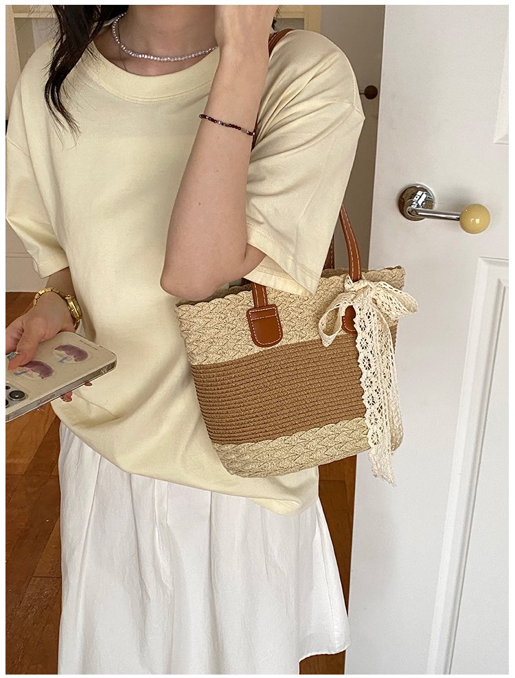 Women's Straw Woven Top Handle Shoulder Bag detail 28