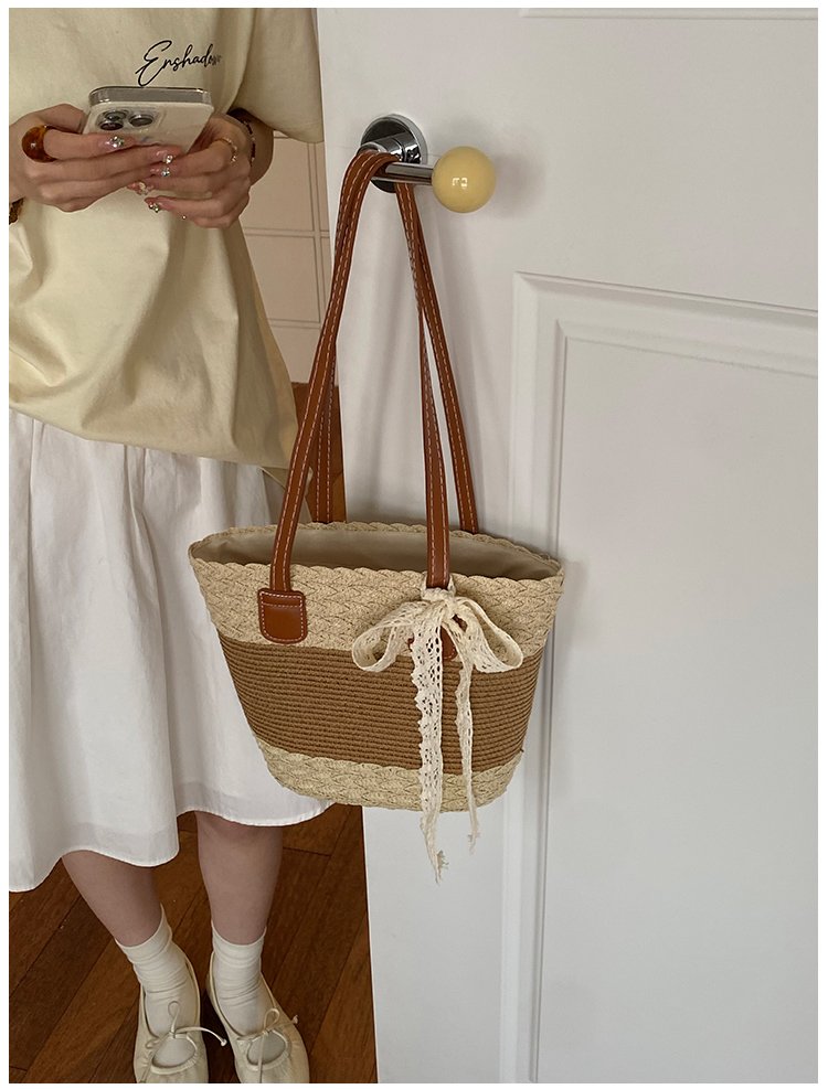 Women's Straw Woven Top Handle Shoulder Bag detail 29