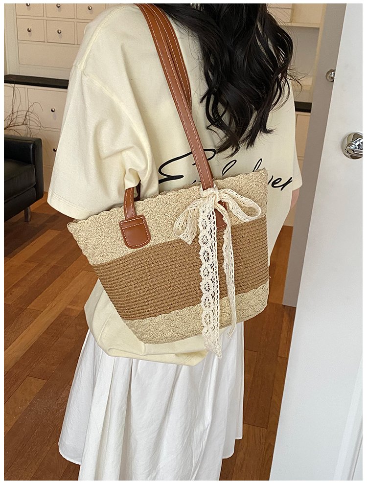 Women's Straw Woven Top Handle Shoulder Bag detail 30