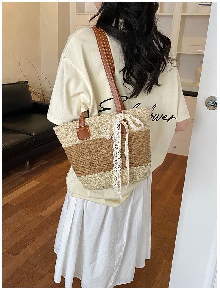 Women's Straw Woven Top Handle Shoulder Bag detail 31
