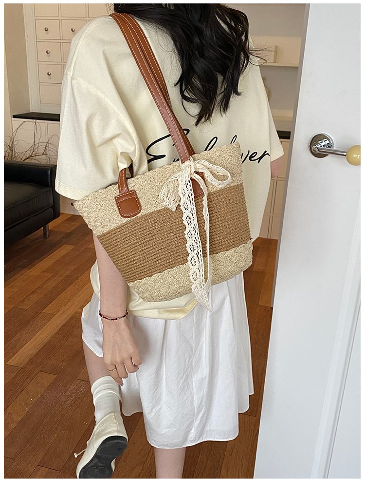 Women's Straw Woven Top Handle Shoulder Bag detail 32