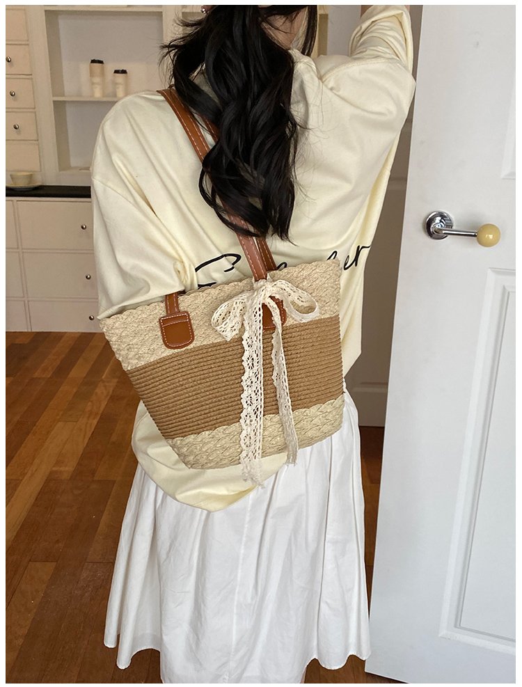 Women's Straw Woven Top Handle Shoulder Bag detail 33