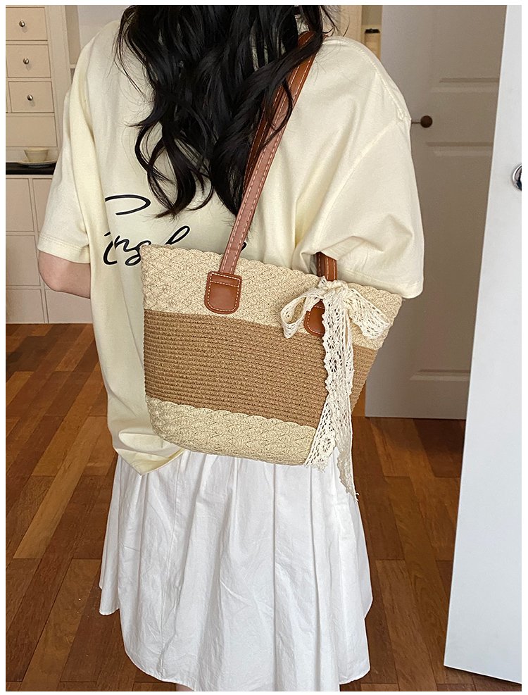 Women's Straw Woven Top Handle Shoulder Bag detail 36