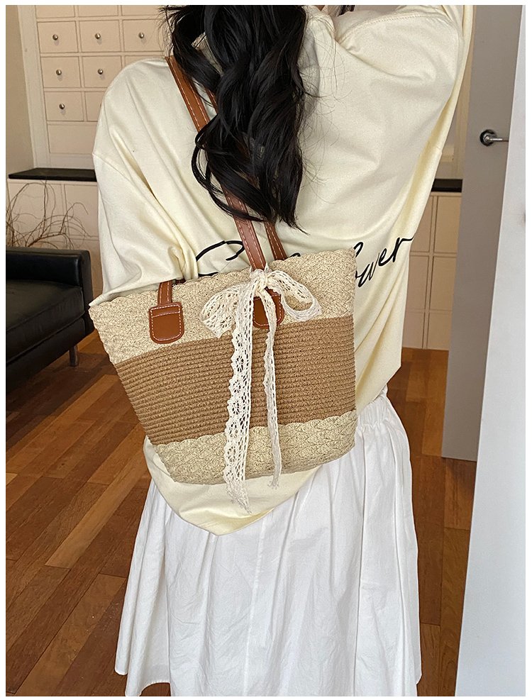 Women's Straw Woven Top Handle Shoulder Bag detail 37