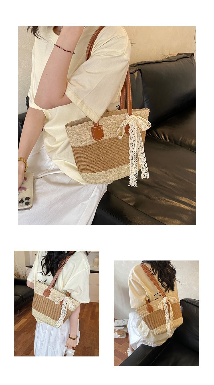 Women's Straw Woven Top Handle Shoulder Bag detail 3