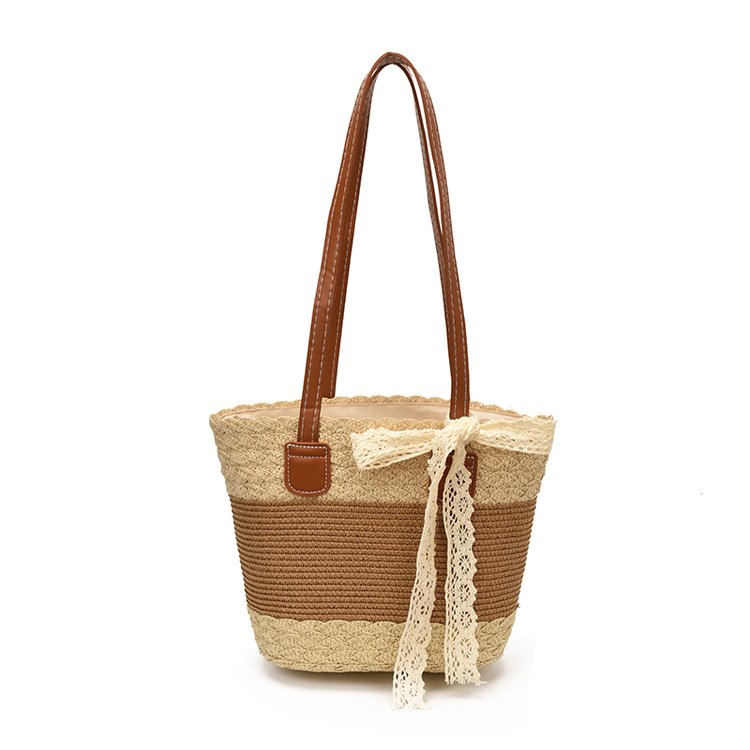 Women's Straw Woven Top Handle Shoulder Bag view 1