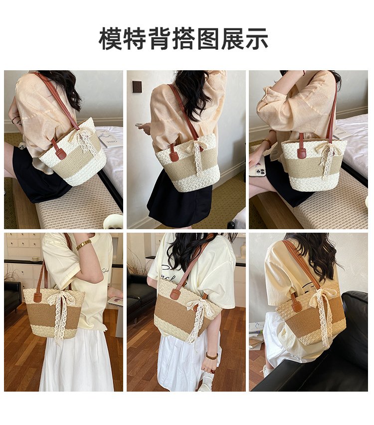 Women's Straw Woven Top Handle Shoulder Bag detail 4