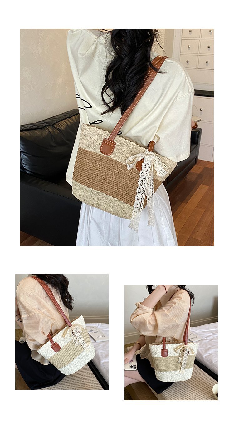 Women's Straw Woven Top Handle Shoulder Bag detail 6