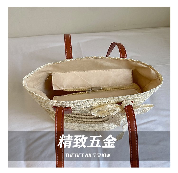 Women's Straw Woven Top Handle Shoulder Bag detail 8