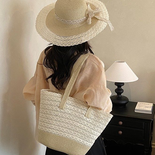 Women's Straw Woven Tote Bag view 2