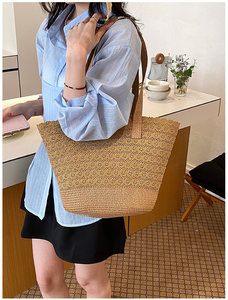 Women's Straw Woven Tote Bag detail 13