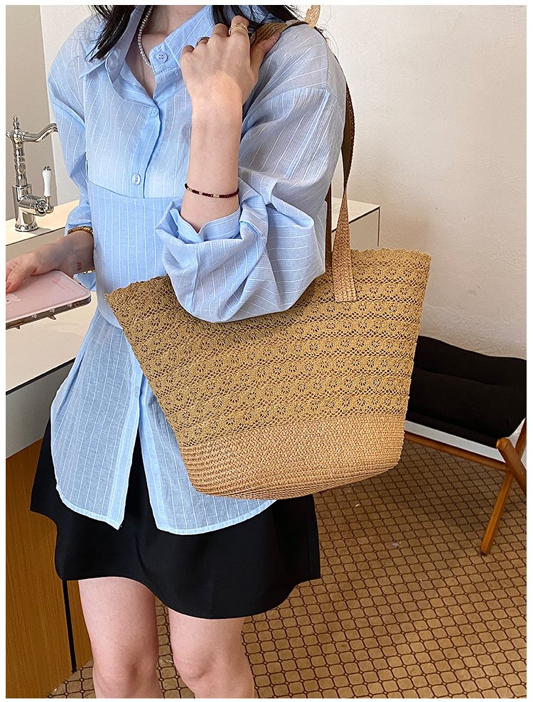 Women's Straw Woven Tote Bag detail 14