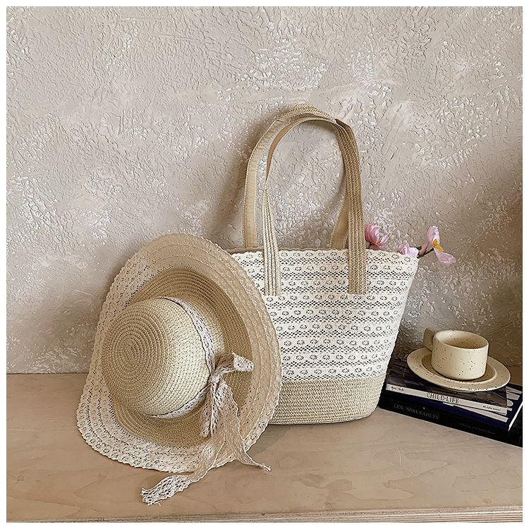 Women's Straw Woven Tote Bag view 4