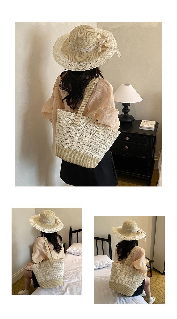 Women's Straw Woven Tote Bag detail 7